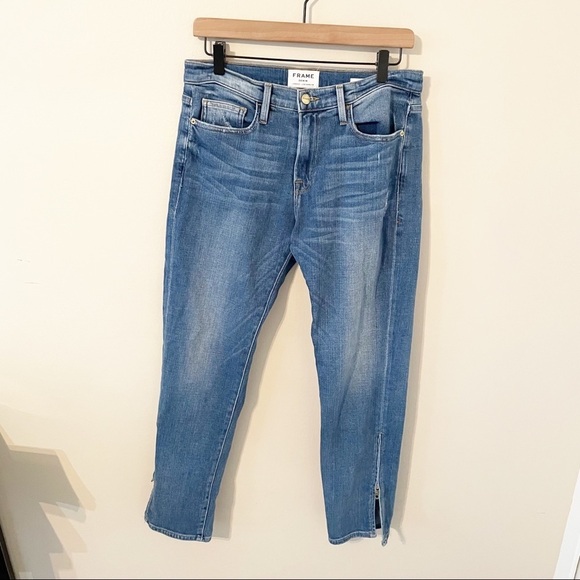 Frame Denim Le Boy Zip Ankle Jeans - Picture 1 of 12